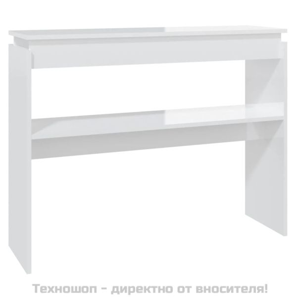 Конзолна маса, бял гланц, 102x30x80 см, инженерно дърво