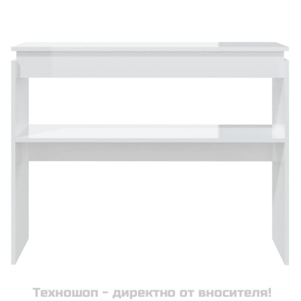 Конзолна маса, бял гланц, 102x30x80 см, инженерно дърво