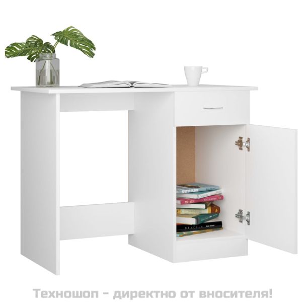 Бюро, бяло, 100x50x76 см, инженерно дърво