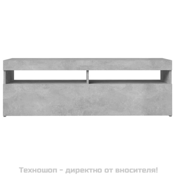 ТВ шкаф с LED осветление, бетонно сив, 120x35x40 см
