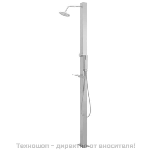 Градински душ, неръждаема стомана, прав