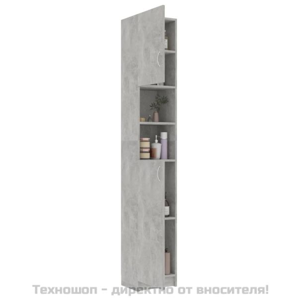 Шкаф за баня, бетонно сив, 32x25,5x190 см, инженерно дърво