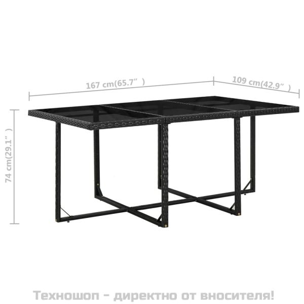 Градински комплект с възглавници, 11 части, черен полиратан