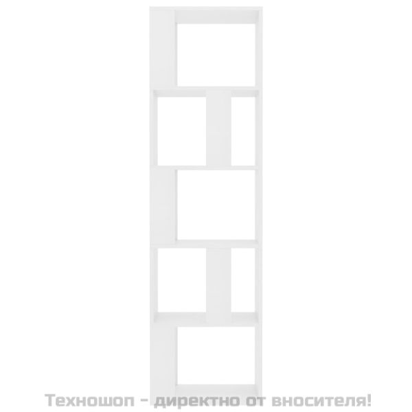 Библиотека/разделител за стая бяла 45x24x159 см инженерно дърво