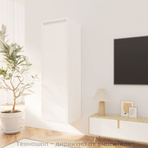 Стенен шкаф, бял, 30x30x100 см, бор масив