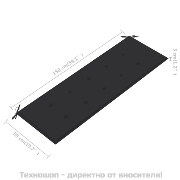 Възглавница за градинска пейка антрацит 150x50x3см оксфорд плат