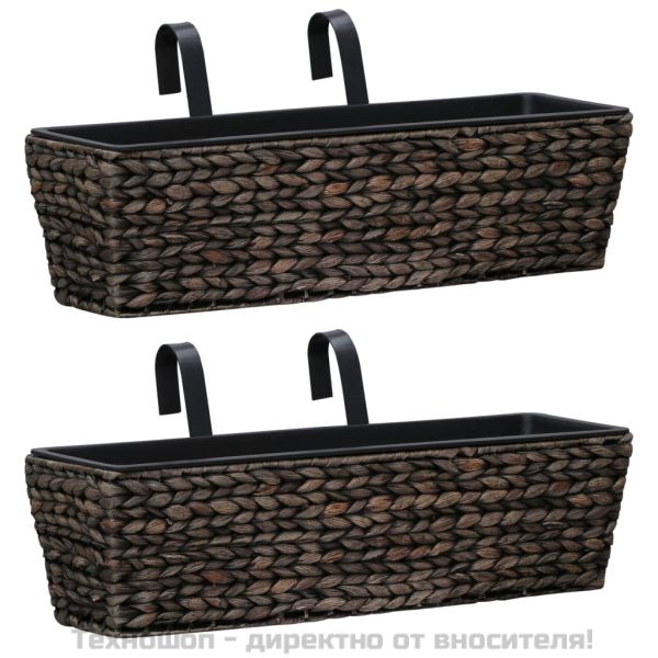 Кашпи, 2 бр, воден хиацинт, кафяв