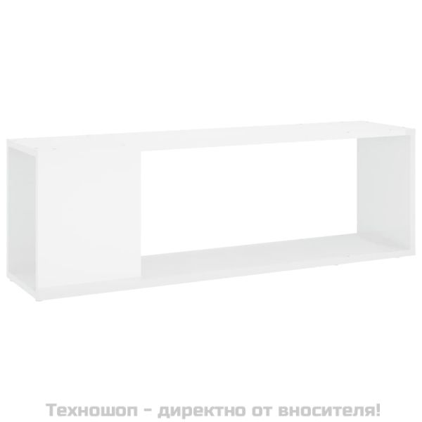 ТВ шкаф, бял гланц, 100x24x32 см, инженерно дърво