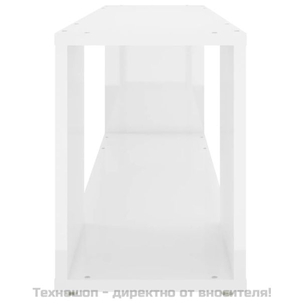 ТВ шкаф, бял гланц, 100x24x32 см, инженерно дърво