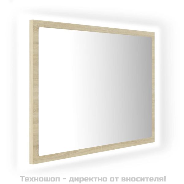 LED огледало за баня, дъб сонома, 60x8,5x37 см, акрил