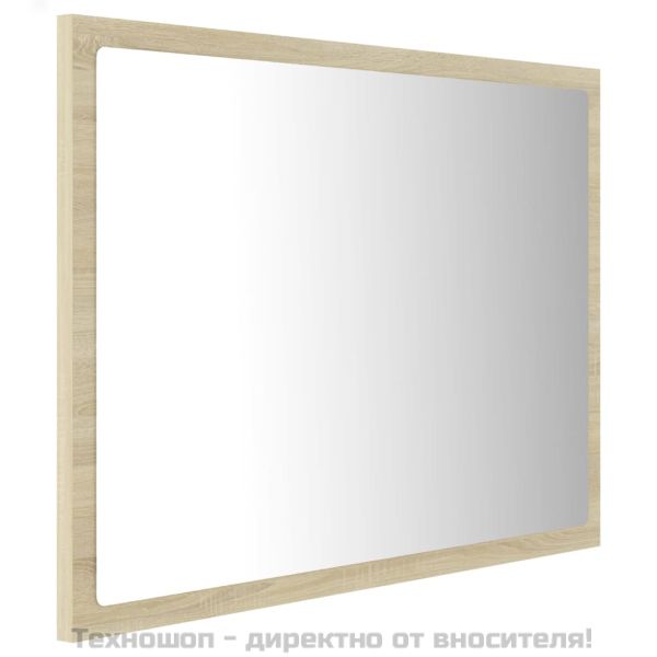 LED огледало за баня, дъб сонома, 60x8,5x37 см, акрил