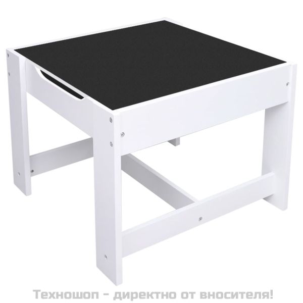 Детска масичка с 2 столчета, бяла, МДФ