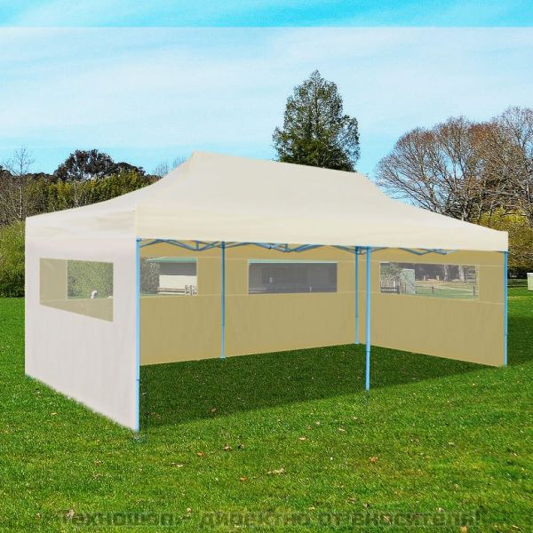 Сгъваема pop-up парти шатра, кремава, 3x6 м
