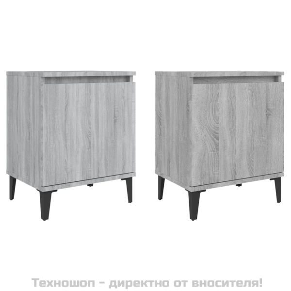 Нощни шкафчета с метални крака, сив сонома, 40x30х50 см