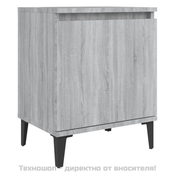 Нощни шкафчета с метални крака, сив сонома, 40x30х50 см