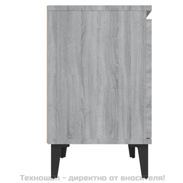 Нощни шкафчета с метални крака, сив сонома, 40x30х50 см