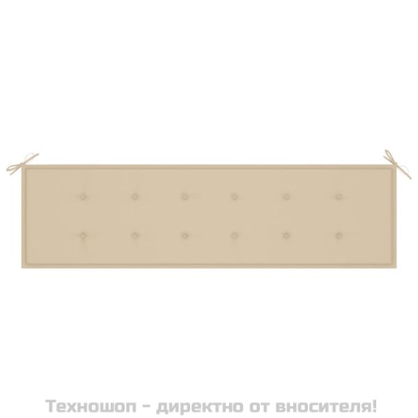 Възглавница за градинска пейка бежова 180x50x3 см оксфорд плат