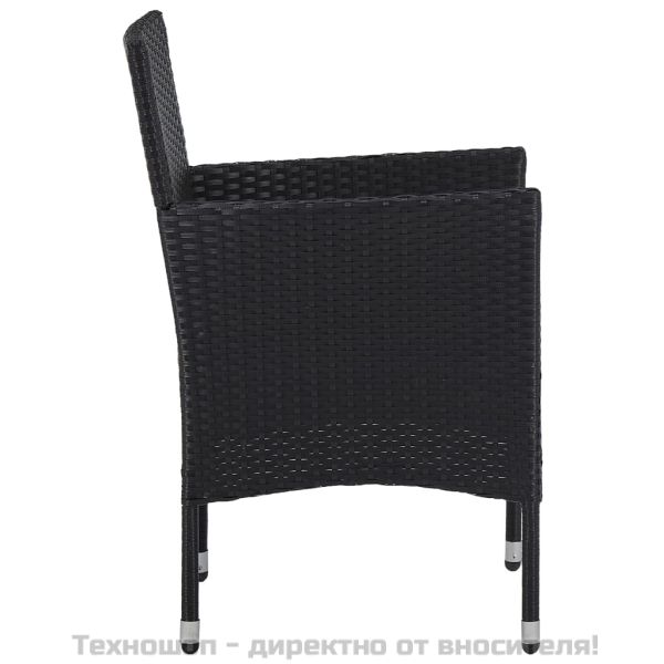 Градински трапезни столове, 2 бр, полиратан, черни