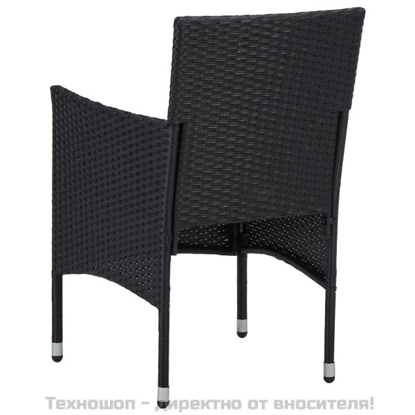 Градински трапезни столове, 2 бр, полиратан, черни