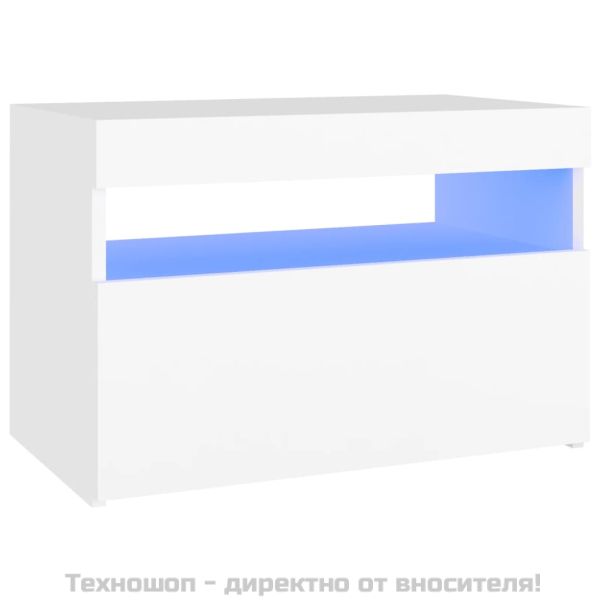 ТВ шкафове с LED осветление 2 бр бели 60x35x40 см