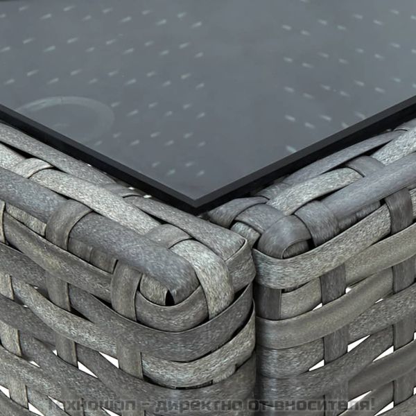 Градинска маса, сива, 40x40x45 см, полиратан