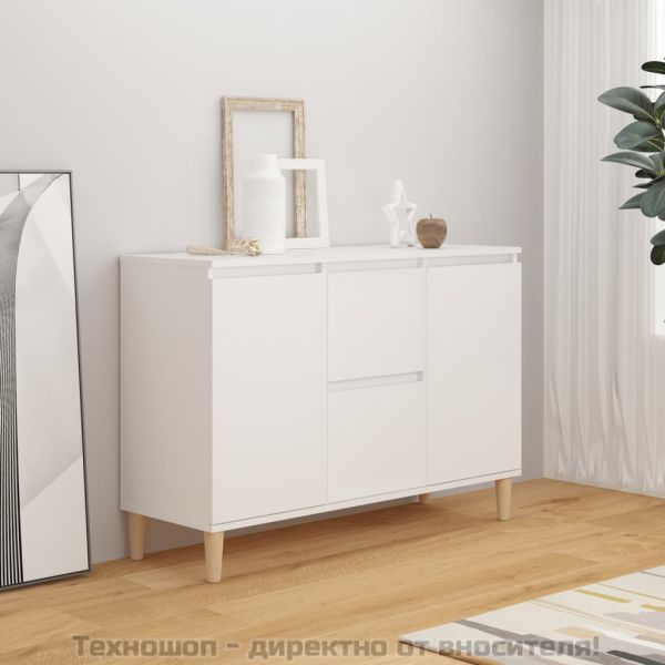 Бюфет, бял, 101x35x70 см, инженерно дърво