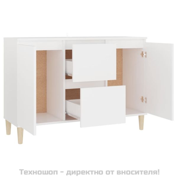 Бюфет, бял, 101x35x70 см, инженерно дърво