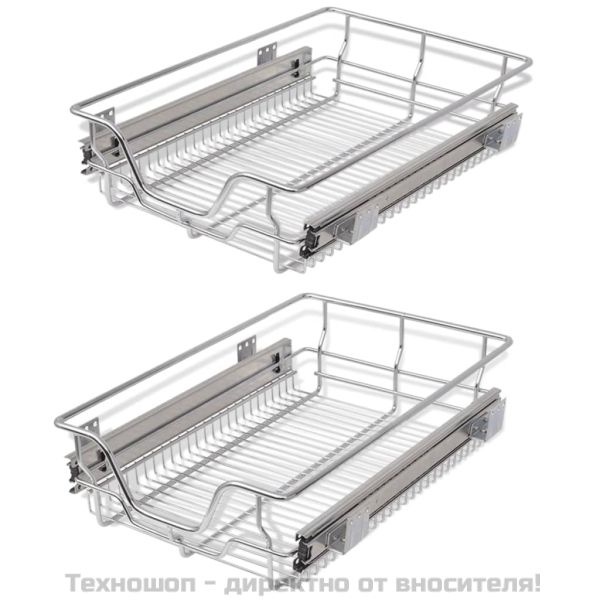 Плъзгащи се телени кошници, 2 бр, сребристи, 400 мм