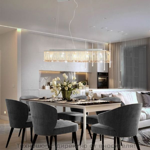 Полилей с кристали, сребрист, 104 см, Е14