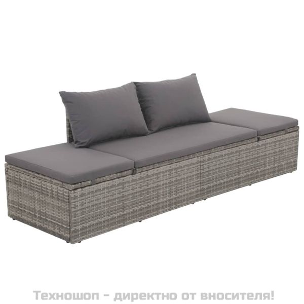 Градинско легло, сиво, 195x60 см, полиратан