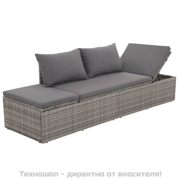 Градинско легло, сиво, 195x60 см, полиратан