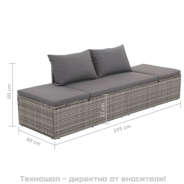 Градинско легло, сиво, 195x60 см, полиратан