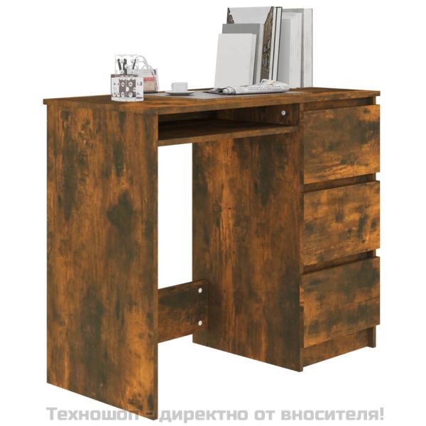 Бюро, опушен дъб, 90x45x76 см, инженерно дърво