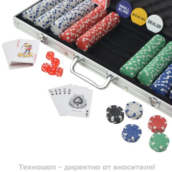 Покер комплект с 500 чипа, алуминий