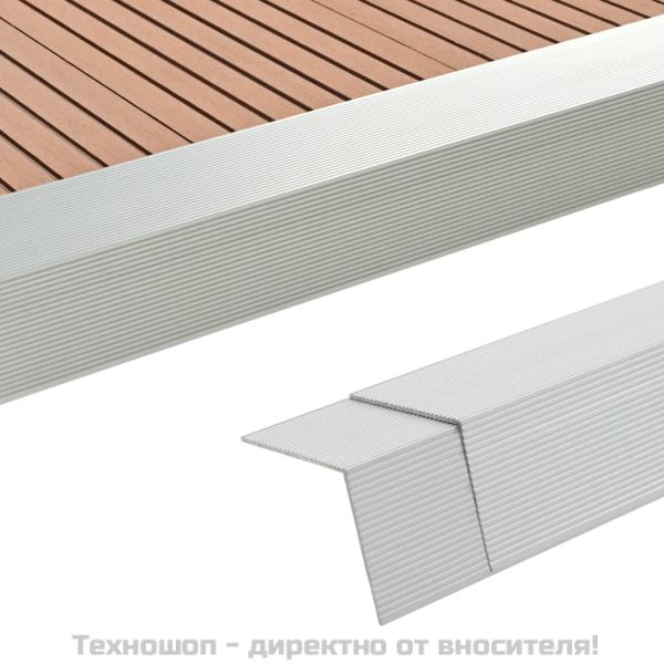5 бр ъглови профили за декинг, алуминиеви, 170 см, сребристи