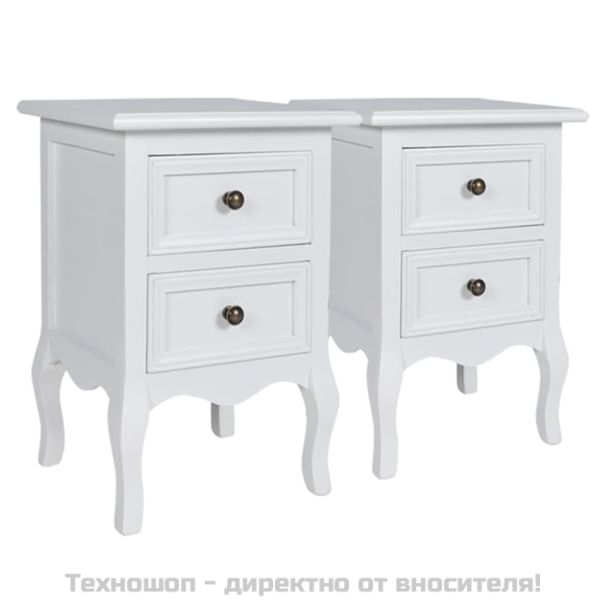 Нощни шкафчета с 2 чекмеджета, 2 бр, МДФ, бели