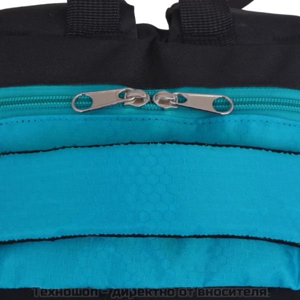 Раница, ученическа, 40 л, черно и синьо