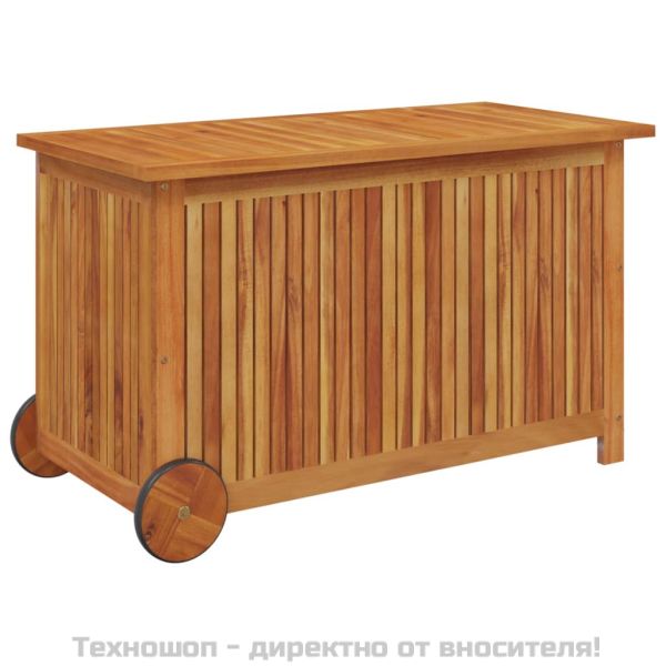 Градинска кутия за съхранение с колела 90x50x58 см акация масив