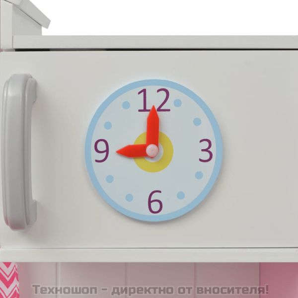 Детска играчка - Кухня, дърво, 82x30x100 см, розово и бяло