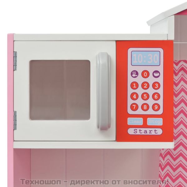 Детска играчка - Кухня, дърво, 82x30x100 см, розово и бяло