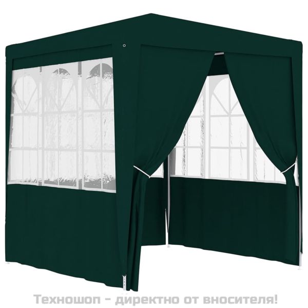Професионална парти шатра със стени 2x2 м зелена 90 г/м²