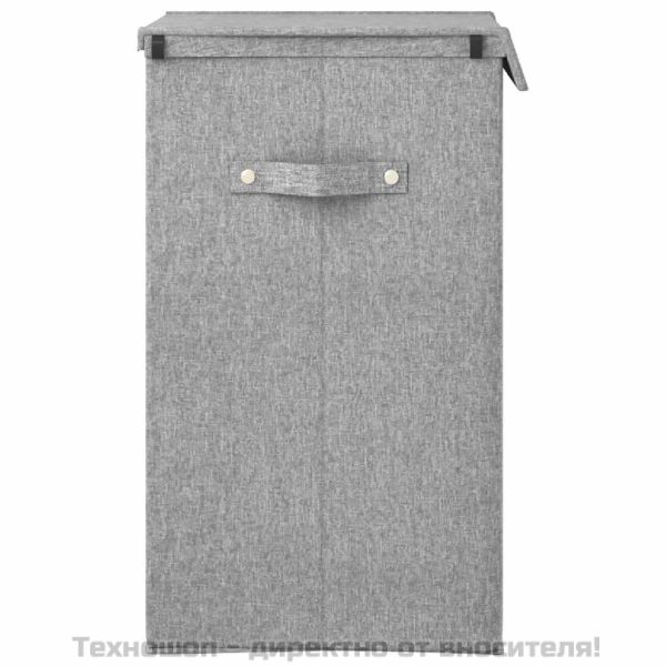 Сгъваем кош за пране сив 26x34,5x59,5 см изкуствен лен