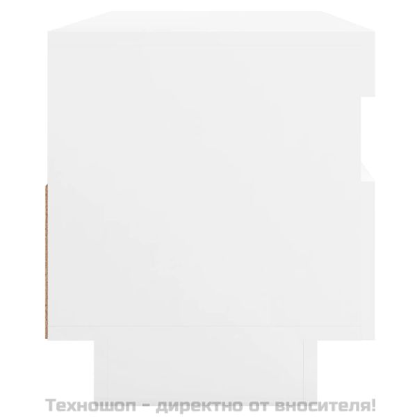 ТВ шкаф с LED осветление, бял, 100x35x40 см