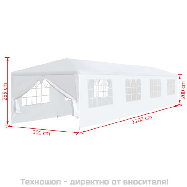 Градинска шатра, 3x12 м, бяла