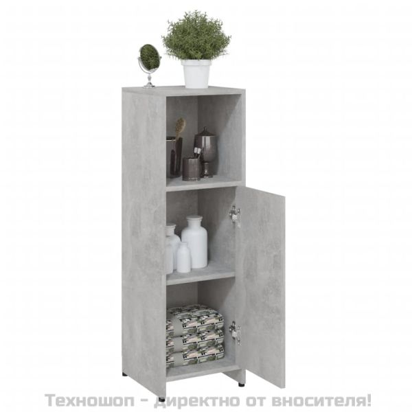 Шкаф за баня, бетонно сиво, 30x30x95 см, инженерно дърво