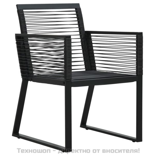 Градински трапезен комплект от 7 части, черно, PVC ратан