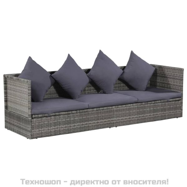 Градинско легло, сиво, 200x60 см, полиратан