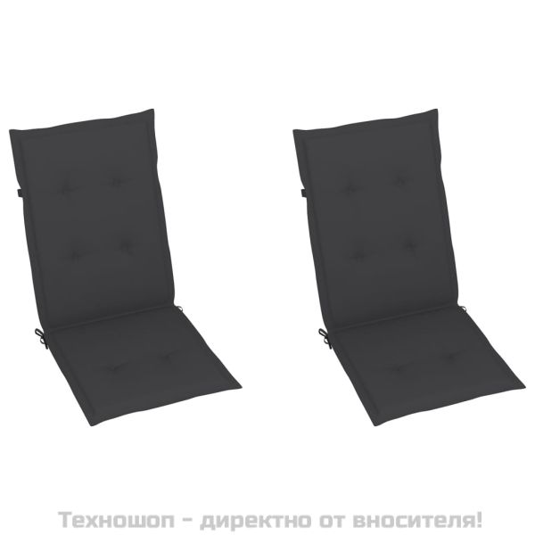 Възглавници за стол с облегалка 2 бр антрацит 120x50x2 см плат