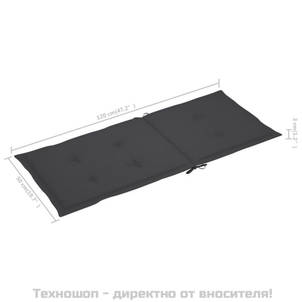 Възглавници за стол с облегалка 2 бр антрацит 120x50x2 см плат