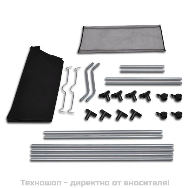 Стойка за сортиране на пране с торби, 2 бр, черно и сиво